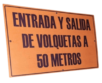Señalización aviso de volquetas