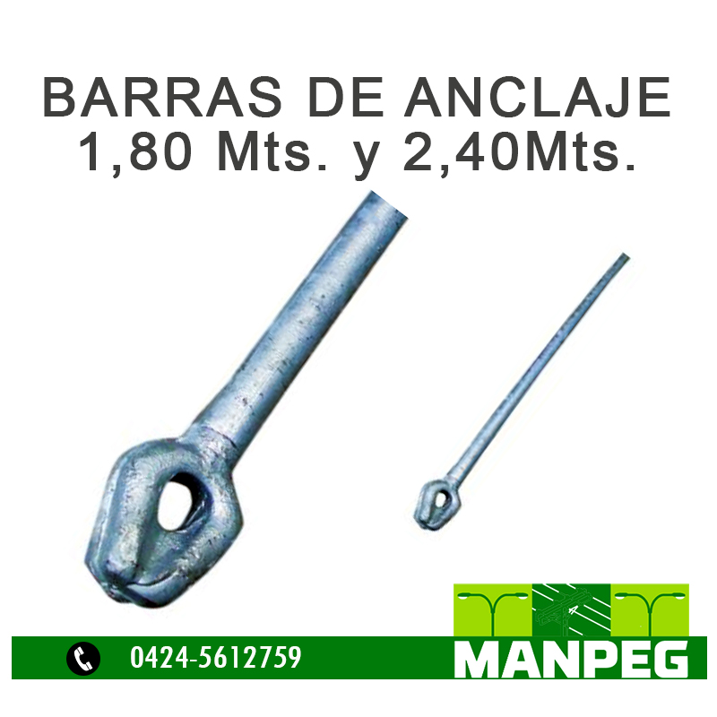 Barras de Anclaje de 1,80 Mts., 2,40 Mts.